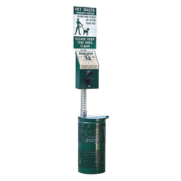 10 gal. Green Aluminum Round Pet Waste Container