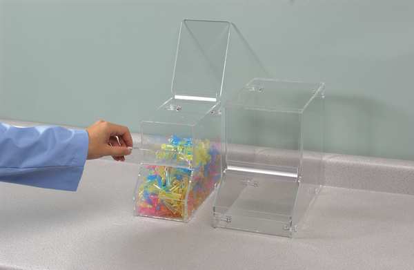 Storage Bin, clear, Acrylic, 12 3/4 in L x 7 1/4 in W x 11 1/2 in H