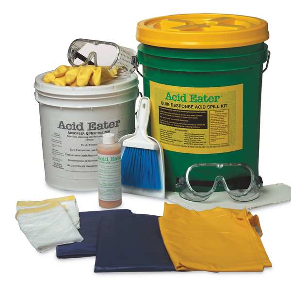 Acid Eater Battery Acid Spill Kit, 2 Gallon Volume Absorbed per Kit, Granular Form