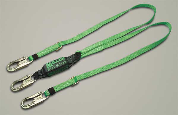 Shock Absorbing Lanyard, 6 ft., 310 lb. Weight Capacity, Green