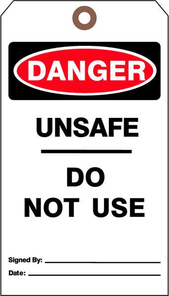 Danger Tag, 7 x 4 In, Bk and R/Wht, PK25