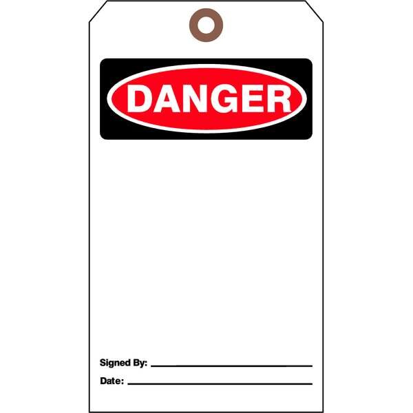 Danger Tag, 7 x 4 In, Bk and R/Wht, PK25