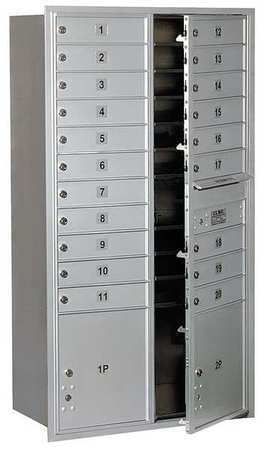 4C Standard Horizontal MailBox, Aluminum, Powder Coated, 20 Doors, Recessed