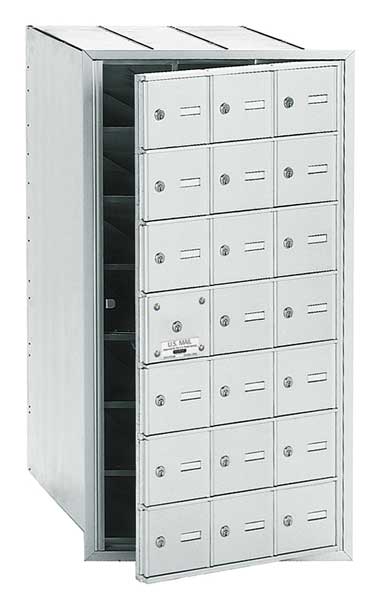 Standard Mailbox, Aluminum, Powder Coated, 21 Doors, Recessed, 4B, Horizontal