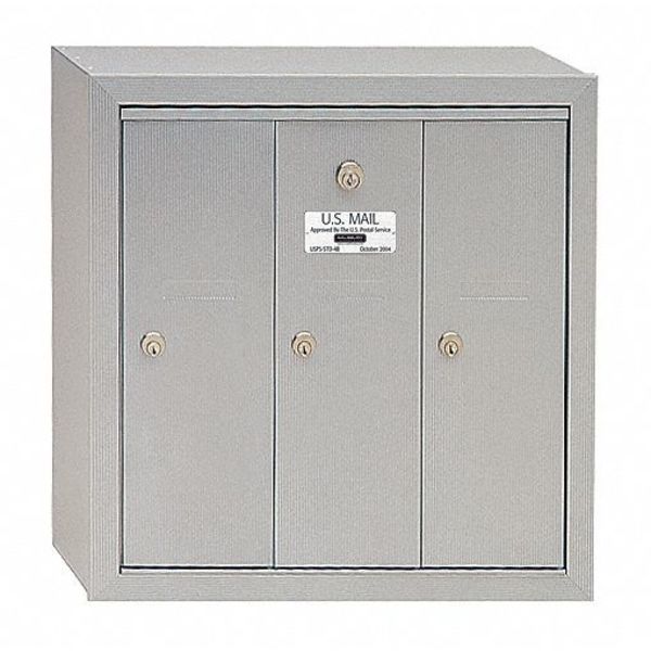 Vertical Mailbox, Aluminum, Powder Coated, 3 Doors, Surface, -