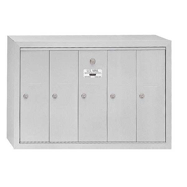 Vertical Mailbox, Aluminum, Powder Coated, 5 Doors, Surface, -