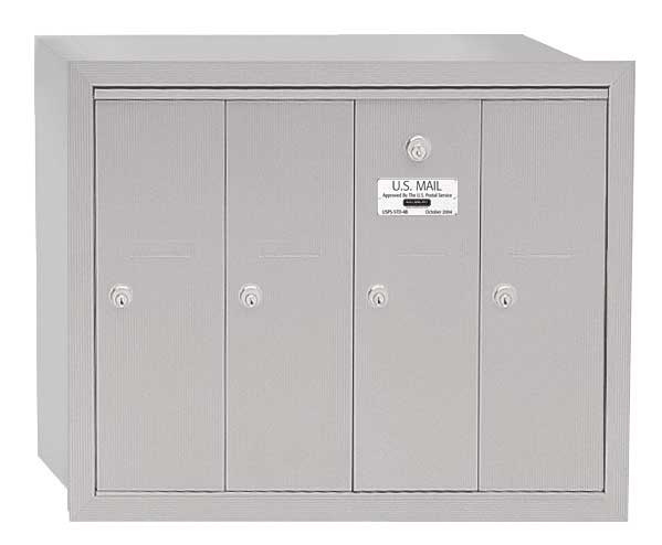 Vertical Mailbox, Aluminum, Powder Coated, 4 Doors, Recessed, -