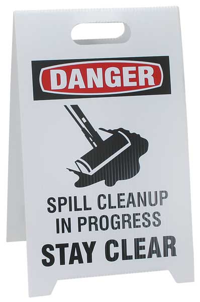 Floor Safety Sign, 20 in H, 12 in W, Corrugated Plastic, Triangle, English, TP-DSTAYC
