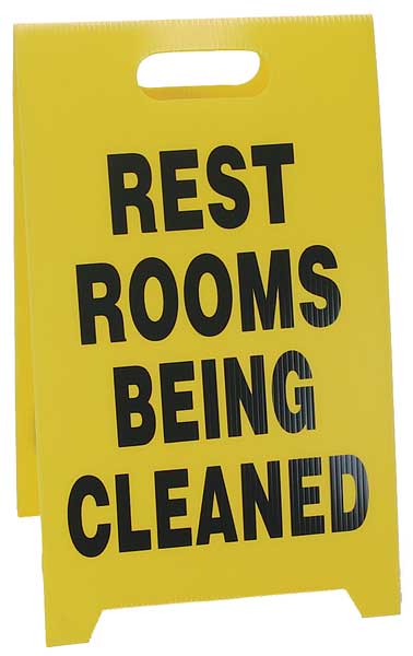 Restroom Sign, 20 in Height, 12 in Width, Plastic, Triangle, English