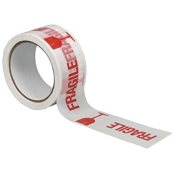 Carton Sealing Tape, Red/White, 2In x 55Yd