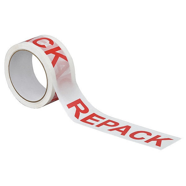 Carton Sealing Tape, Red/White, 2In x 55Yd