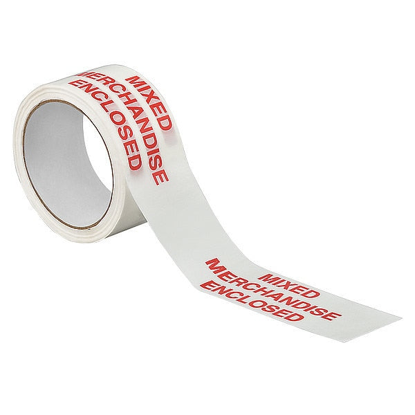 Carton Sealing Tape, Red/White, 2In x 55Yd