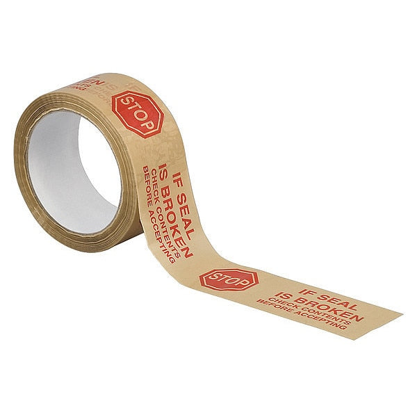 Carton Sealing Tape, Tan/Red, 2In x 55Yd