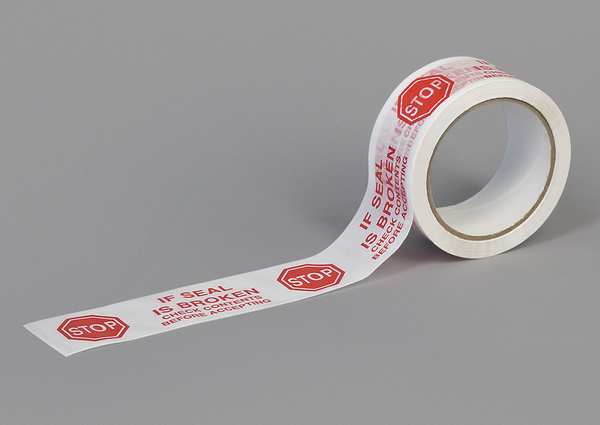 Carton Sealing Tape, Red/White, 2In x 55Yd