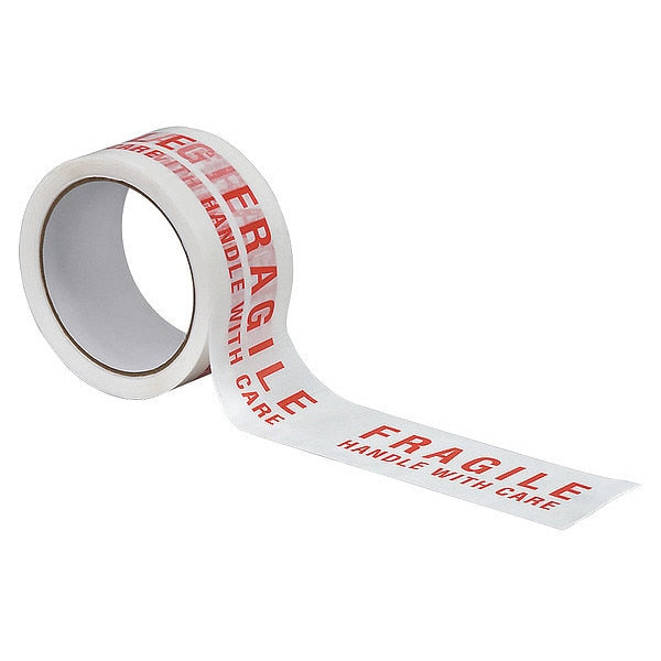 Carton Sealing Tape, Red/White, 2In x 55Yd