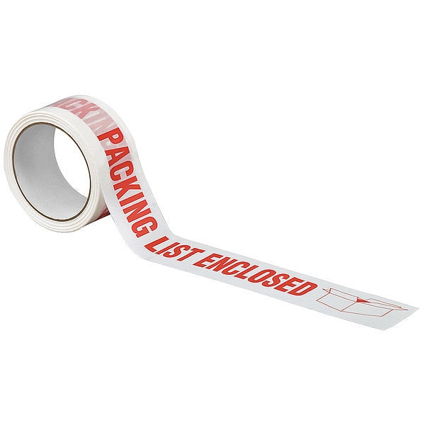 Carton Sealing Tape, Red/White, 2In x 55Yd