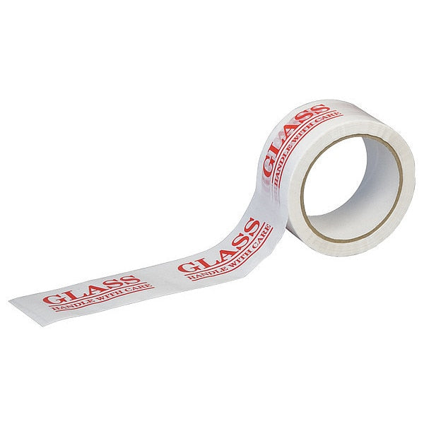Carton Sealing Tape, Red/White, 2In x 55Yd
