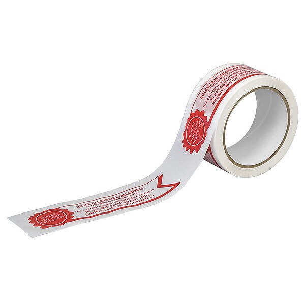 Carton Sealing Tape, Red/White, 2In x 55Yd