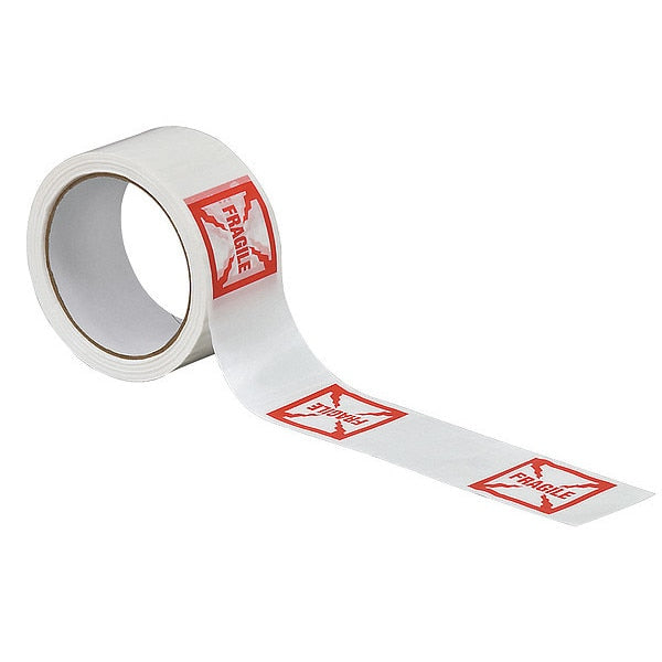 Carton Sealing Tape, Red/White, 2In x 55Yd