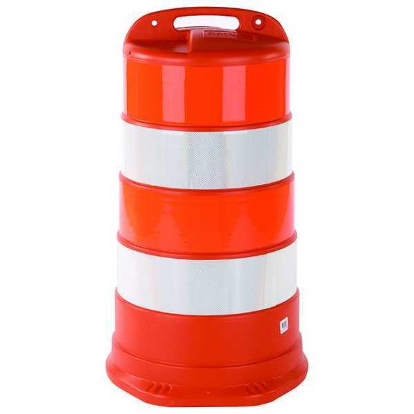 Traffic Barrel, White/Orange, 9 lb.