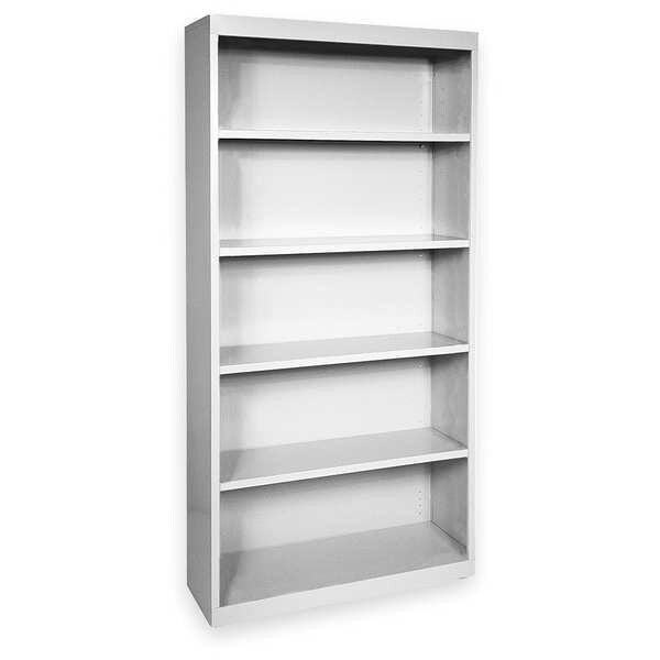 Bookcase, Steel, 5 Shelf, Dove Gray, 72HX36W