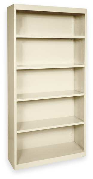 Bookcase, Steel, 5 Shelf, Putty, 72HX36W