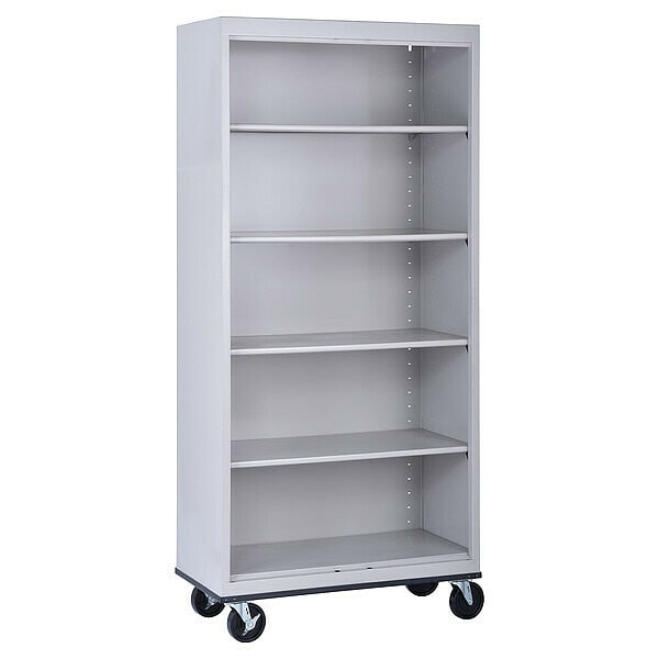 Mobile Bookcase, 5 Shelf, Dove Gray, 78x36