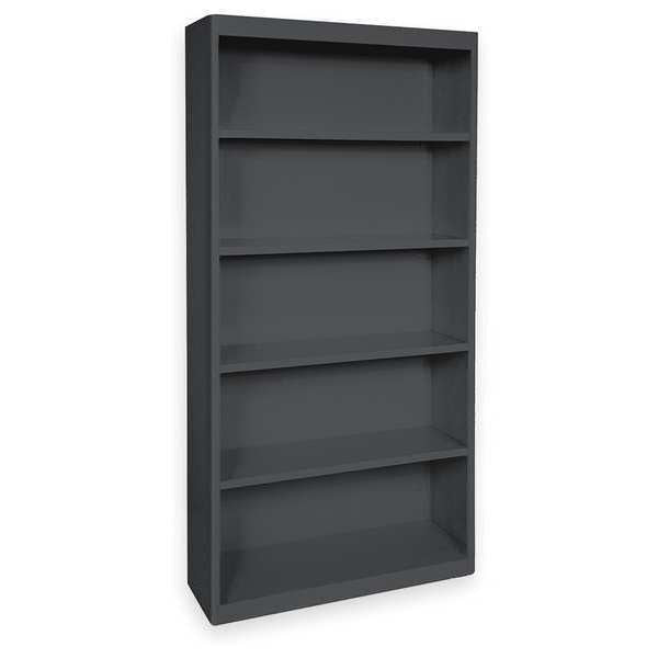 Bookcase, Steel, 5 Shelf, Black, 72HX36W