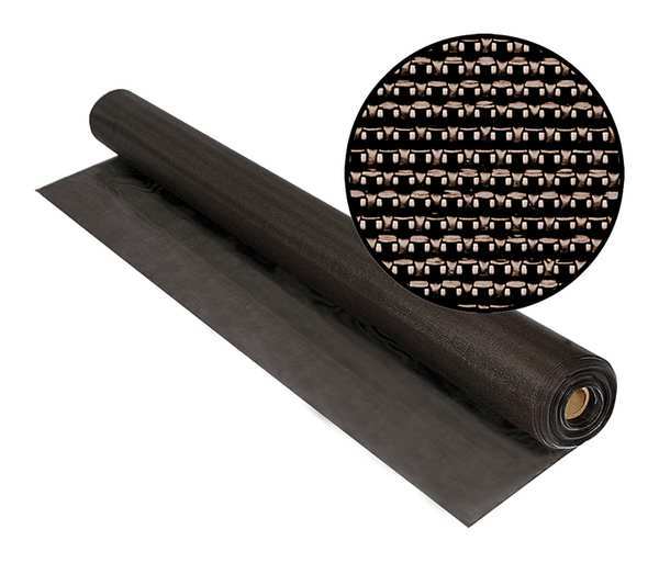 Door and Window Screen, Vinyl Coated Polyester, 48 in W, 100 ft L, 0.025 in Wire Dia, Charcoal