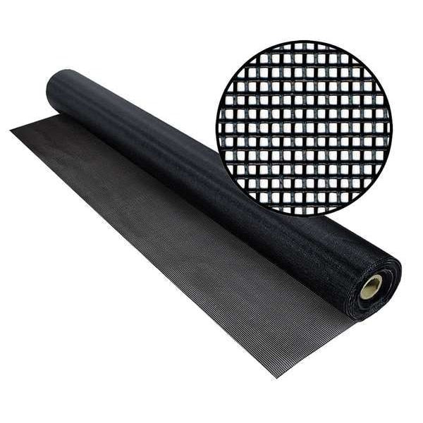 Door and Window Screen, Vinyl Coated Polyester, 48 in W, 100 ft L, 0.018 in Wire Dia, Charcoal