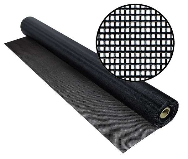 Door and Window Screen, Vinyl Coated Polyester, 60 in W, 100 ft L, 0.018 in Wire Dia, Charcoal