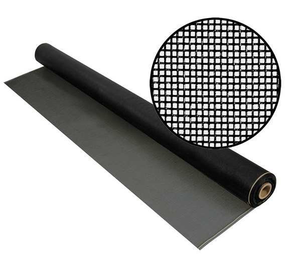 Door and Window Screen, Fiberglass, 36 in W, 100 ft L, 0.013 in Wire Dia, Charcoal