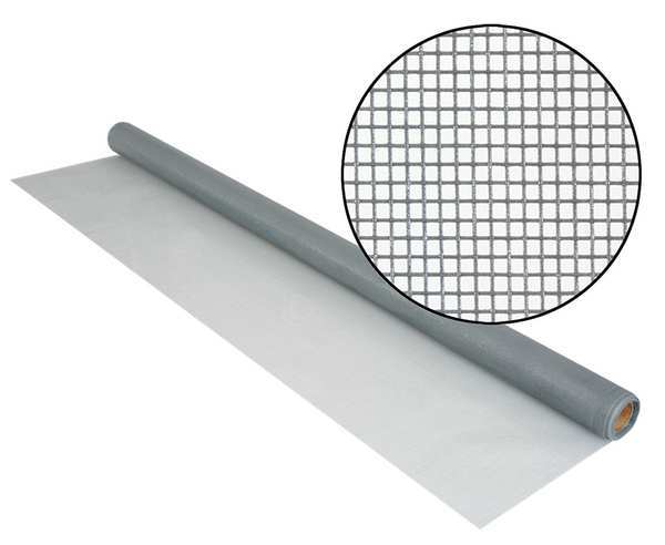 Door and Window Screen, Fiberglass, 36 in W, 7 ft L, 0.011 in Wire Dia, Gray