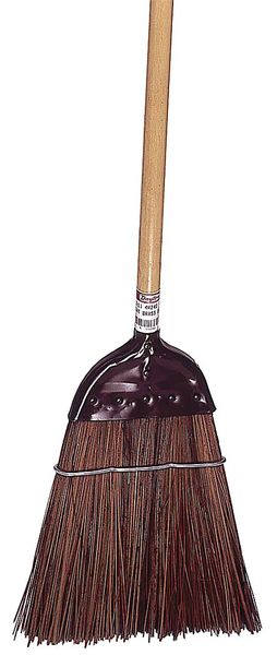 12 in Sweep Face Broom, Stiff, Natural, Brown, 45 in L Handle
