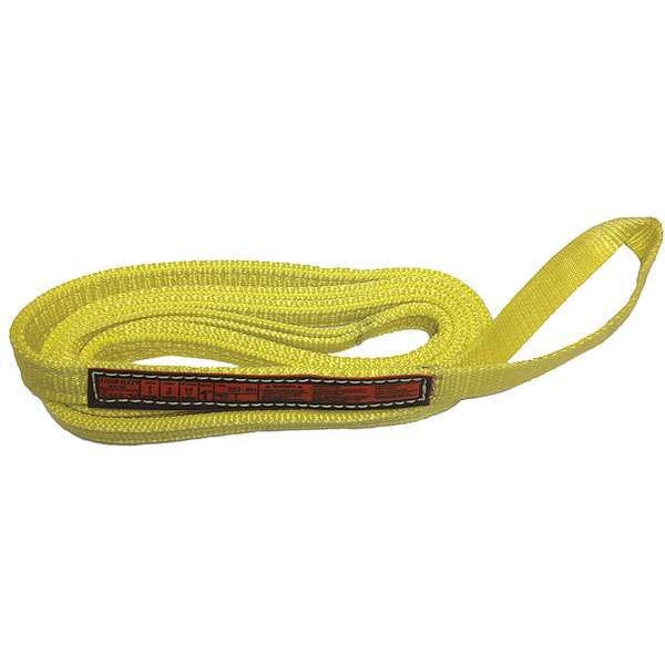 Synthetic Web Sling, Twisted Eye and Eye, 5 ft L, 1 in W, Nylon, Yellow