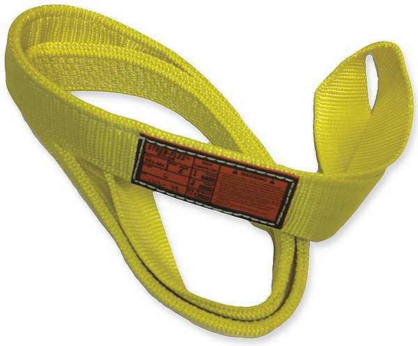 Synthetic Web Sling, Twisted Eye and Eye, 17 ft L, 2 in W, Nylon, Yellow