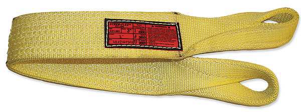 Synthetic Web Sling, Twisted Eye and Eye, 14 ft L, 4 in W, Nylon, Yellow