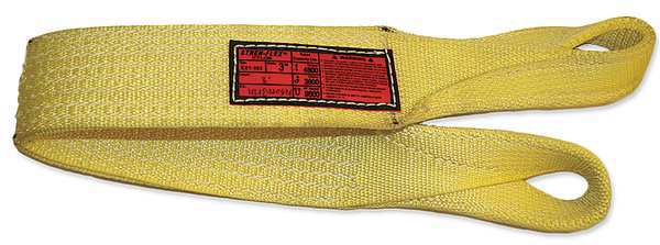 Synthetic Web Sling, Twisted Eye and Eye, 5 ft L, 4 in W, Nylon, Yellow