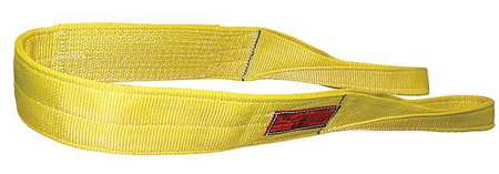 Synthetic Web Sling, Flat Eye and Eye, 15 ft L, 4 in W, Nylon, Yellow