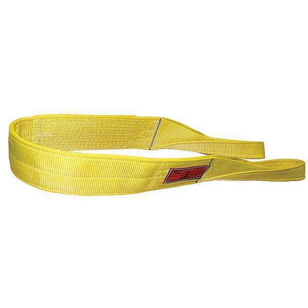 Synthetic Web Sling, Flat Eye and Eye, 14 ft L, 10 in W, Nylon, Yellow