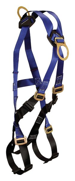 Full Body Harness, Crossover Style, XL/2XL, Polyester, Black/Blue