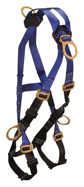 Full Body Harness, Crossover Style, XL/2XL, Polyester, Black/Blue