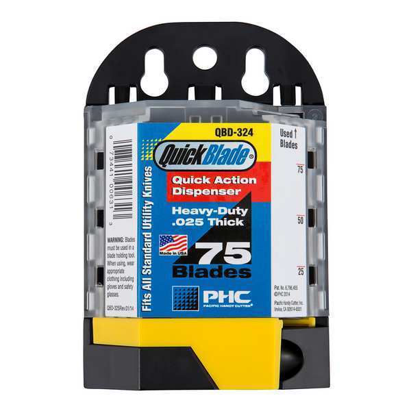 Utility Blade w/Dispenser, 3/4 In. W, PK75