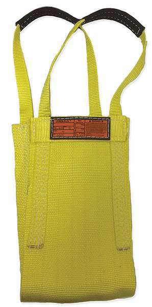 Synthetic Web Sling, Attached Eye Cargo Basket, 6 ft L, 16 in W, Nylon, Yellow
