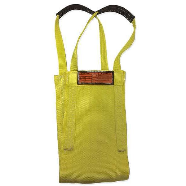 Synthetic Web Sling, Attached Eye Cargo Basket, 16 ft L, 24 in W, Nylon, Yellow