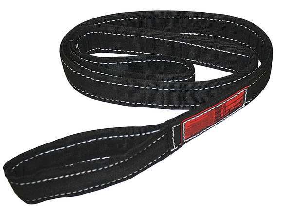 Synthetic Web Sling, Twisted Eye and Eye, 3 ft L, 1 in W, Nylon, Black