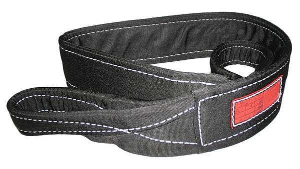Synthetic Web Sling, Twisted Eye and Eye, 12 ft L, 4 in W, Nylon, Black