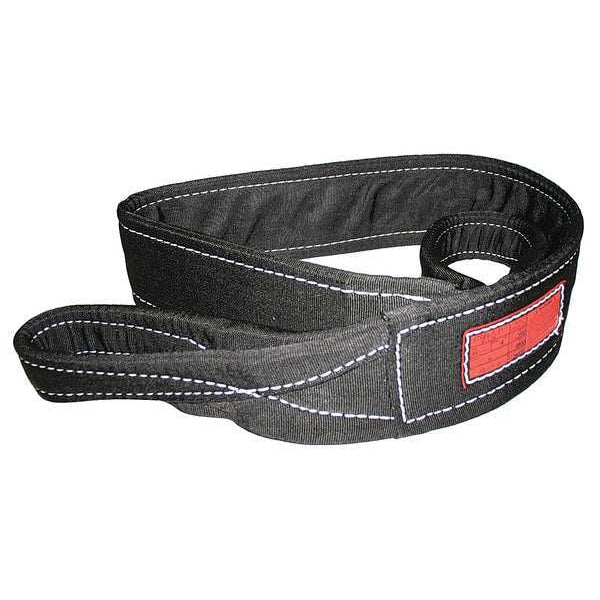 Synthetic Web Sling, Flat Eye and Eye, 8 ft L, 6 in W, Nylon, Black