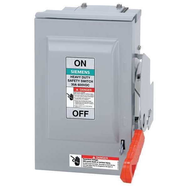 Fusible Solar Safety Disconnect Switch, 30 A, 600V AC/DC, 3 pole, NEMA 1