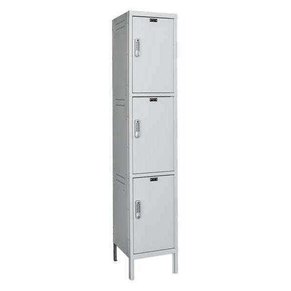Wardrobe Locker, 15 in W, 18 in D, 78 in H, (1) Wide, (3) Tier, Light Gray